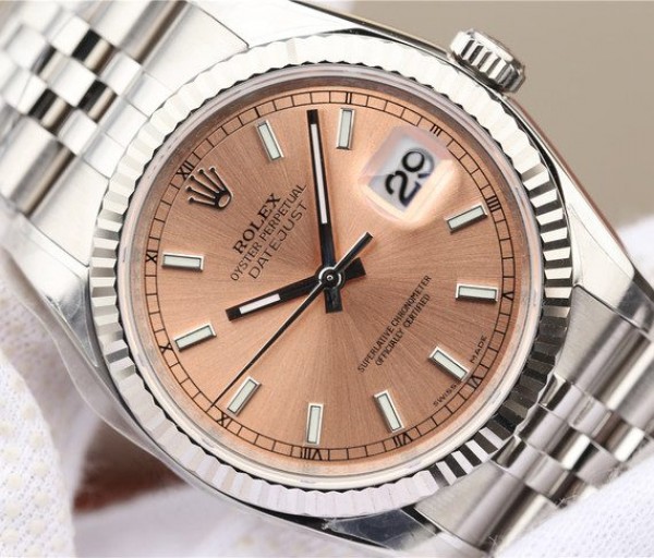 Replica Rolex DateJust 36mm SS 116234 ARF Pink Dial Stick Markers 904L SS Oyster Bracelet SA3135
