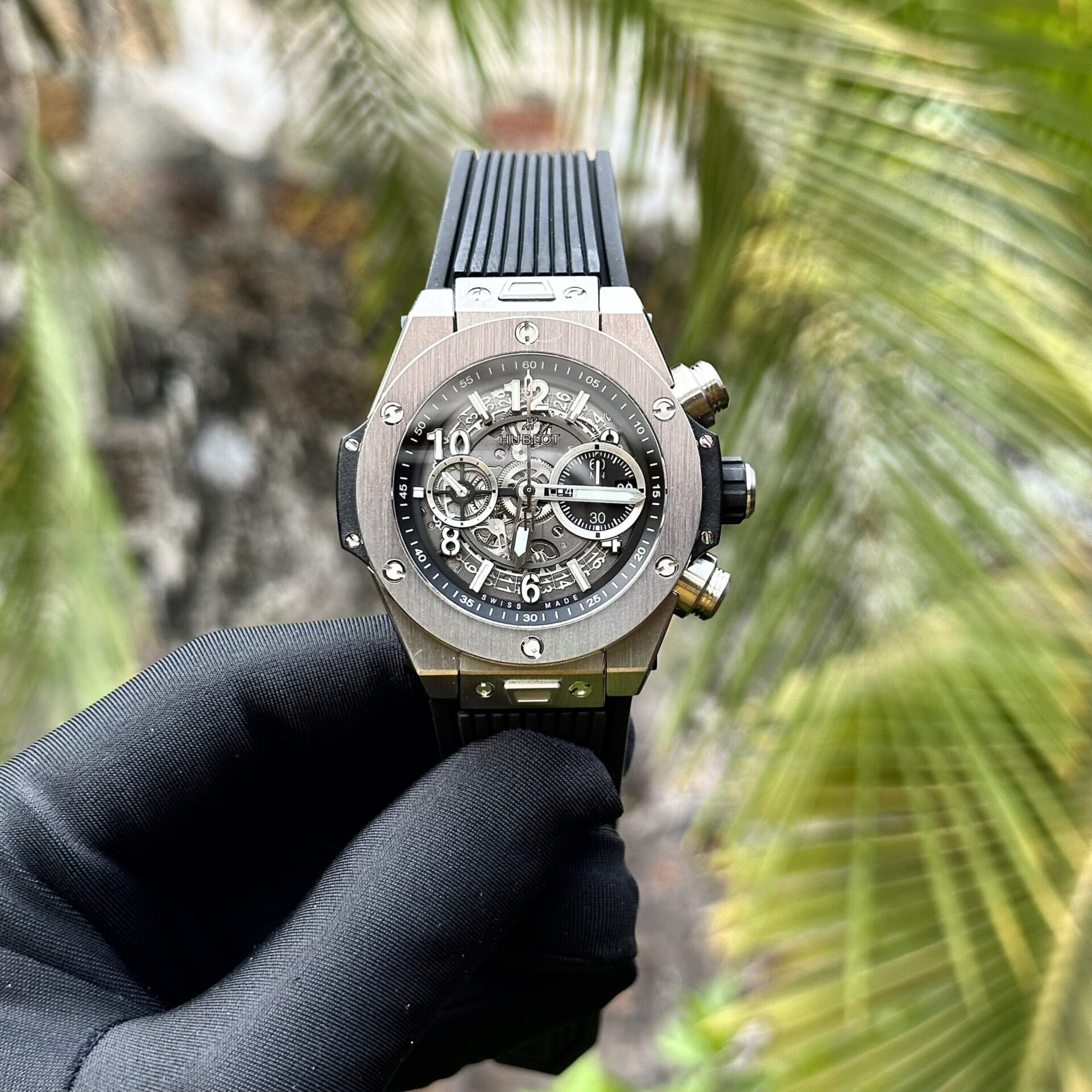 Hublot Replica Watches Big Bang Unico Titanium Black Rubber Strap 44mm