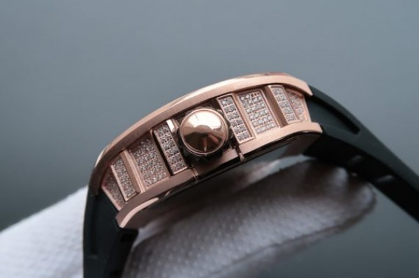 Replica Richard Mille RM057 Dragon Phoenix RG Case Diamonds Bezel RG Dial Black Rubber Strap