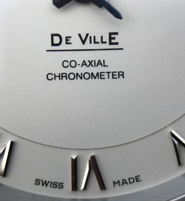 Replica Omega V6 De Ville 41mm SS White Dial Black Leather Strap A8500
