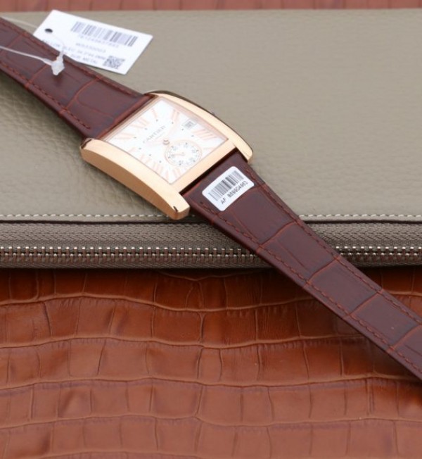 Replica Cartier Tank MC RG White Dial RG Mark Brown Leather Strap