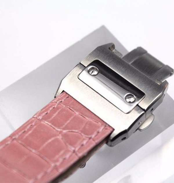 Replica Cartier V6 Santos 100 W20126X8 36mm White Dial Black Leather Strap