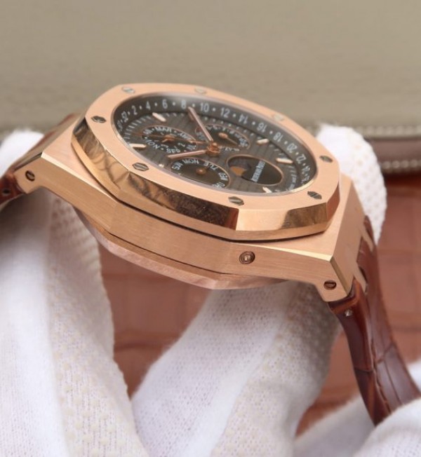 Replica Audemars Piguet JF Royal Oak 41mm 26574 RG Black Dial Leather Strap A5134