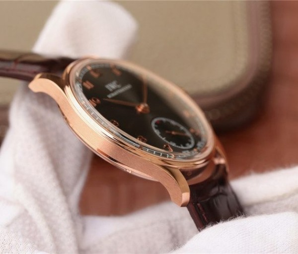 Replica IWC ZF Portuguese IW545406 RG Brown Dial Leather Strap A6498