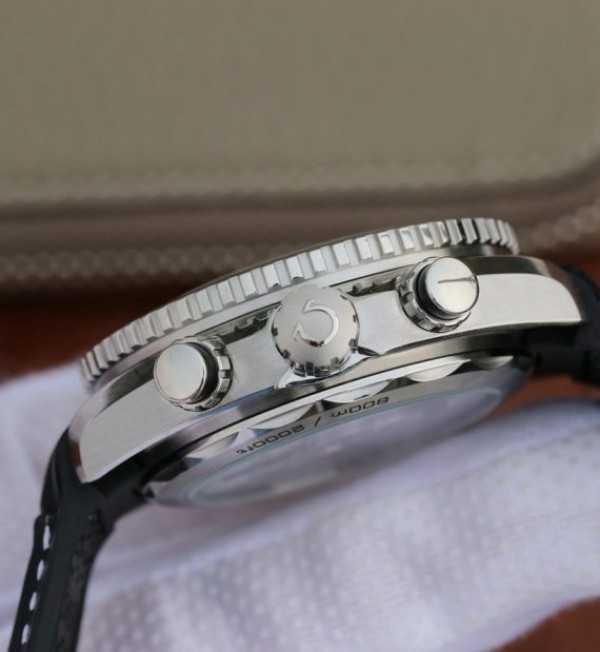 Replica Omega OMF Planet Ocean Master Chronometer Black LiquidMetal Leather Strap A9900