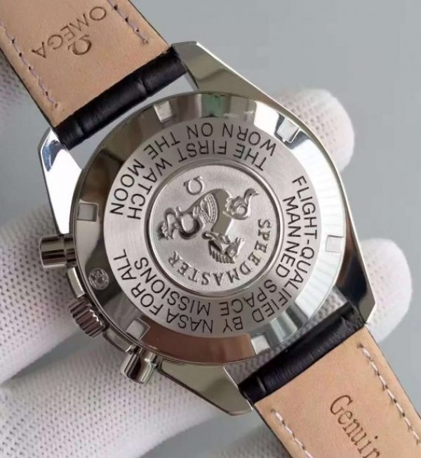 Replica Omega Speedmaster Apollo 11 40th anniversary Black Dial Leather Manual Winding
