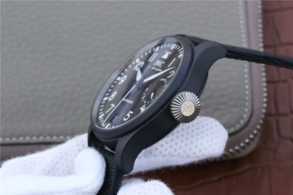 Replica IWC Big Pilot Real PR IW502001 Real Ceramic ZF V2 Black Calfskin Strap A51111