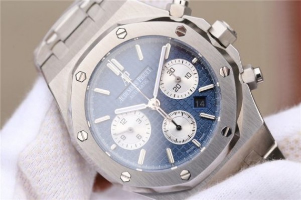 Replica Audemars Piguet Royal Oak Chronograph SS JHF Blue/White Dial SS Bracelet A7750