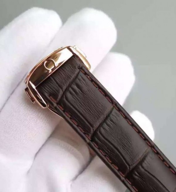 Replica Omega V6F De Ville Hour Vision Co-Axial 41mm RG Brown Dial Brown Leather Strap A8500