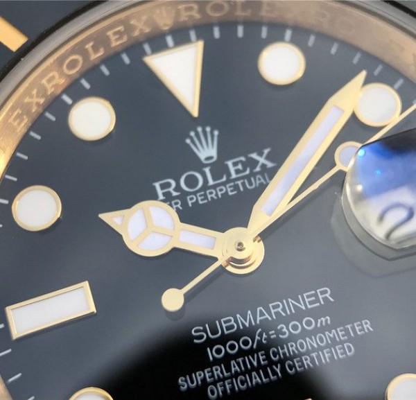 Replica Rolex Submariner 116613 LN YG Wrapped Black Dial YG Wrapped Bracelet Eta2836