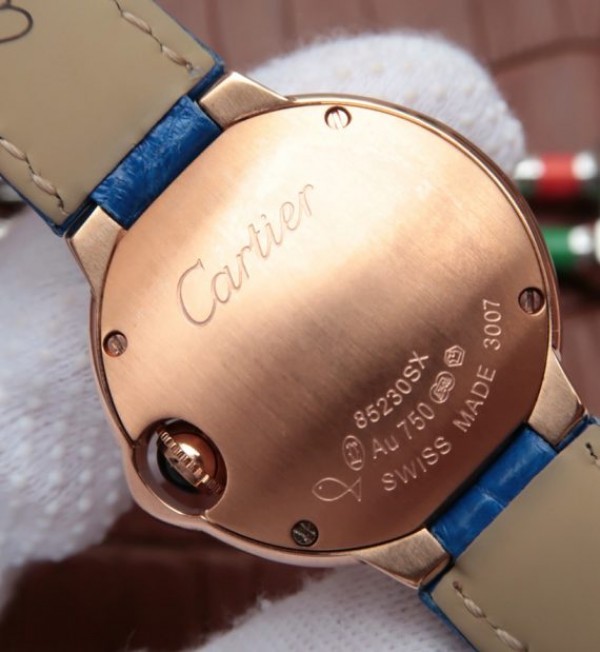 Replica Cartier Ballon Bleu 28mm Ladies RG White Dial Diamonds Markers Ronda Quartz