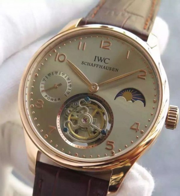 Replica IWC Portuguese Tourbillon Power Reserve Moonphase RG Markers Gray Dial