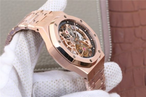 Replica Audemars Piguet Royal Oak Tourbillon Extra-Thin Openworked RG Skeleton Dial RG Bracelet
