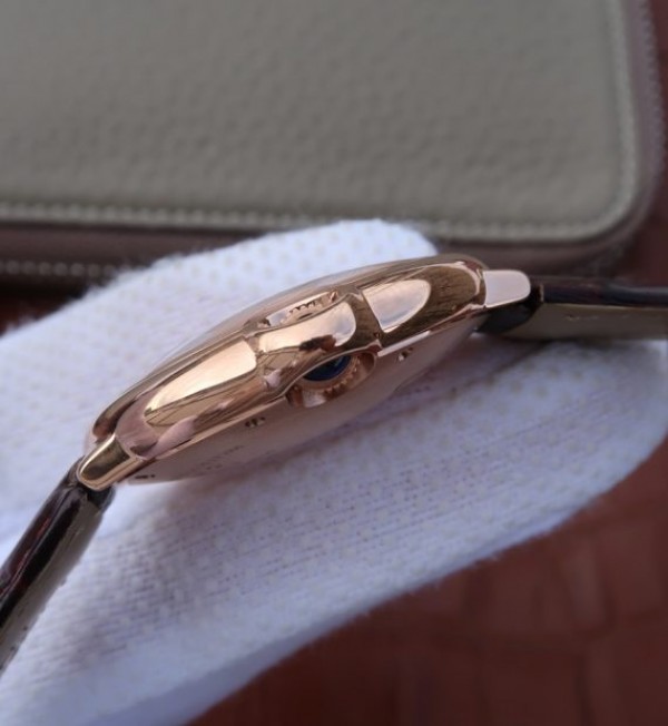 Replica Cartier V6 Ballon Bleu 36mm RG White Textured Dial Leather Strap