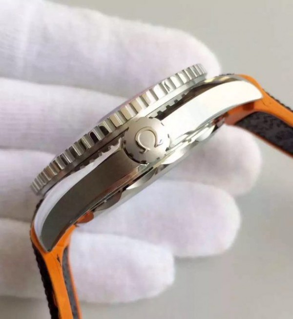 Replica Omega OMF Planet Ocean 42mm Black/Orange Bezel Black Dial Nylon Strap A8900
