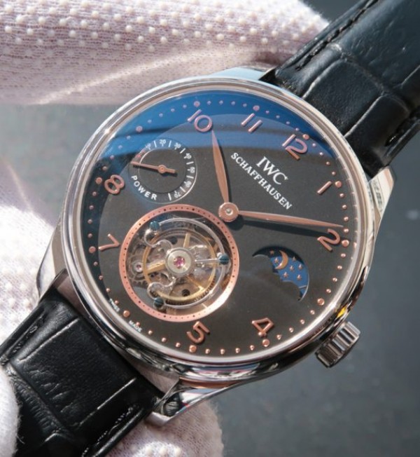 Replica IWC Portuguese Tourbillon Power Reserve Moonphase Gold Maker Black Dial