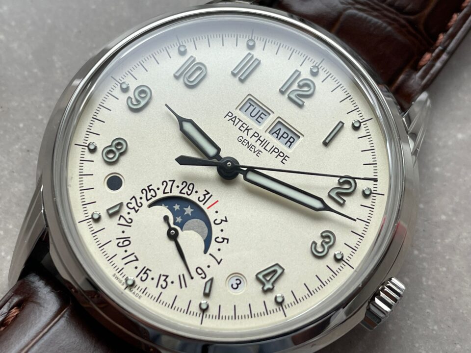 Replica PATEK PHILIPPE Perpetual Calendar 5320G-001 SS GSF 1:1 Best Edition Cream Dial on Brown Leather Strap A324