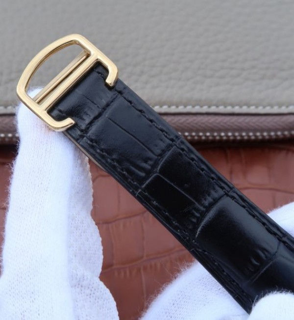 Replica Cartier Ballon Bleu De Cartier Chrono 47mm YG White Dial Leather Strap A8101