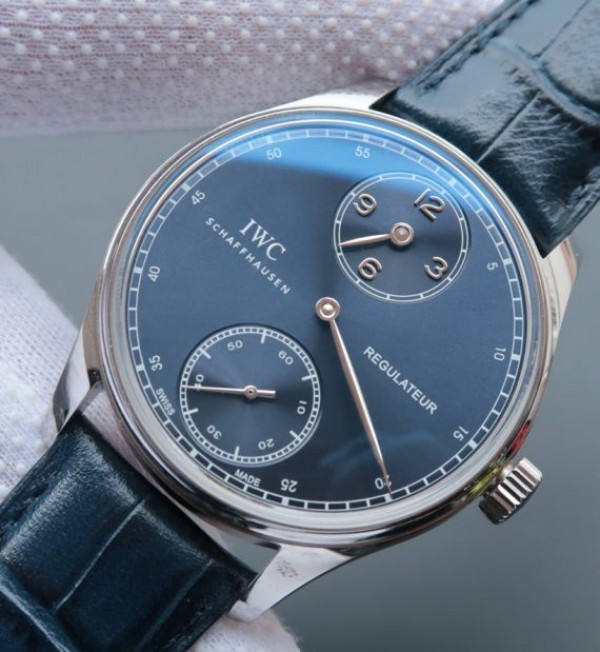 Replica IWC YLF Portuguese Regulateur Blue Dial Leather Strap A6498