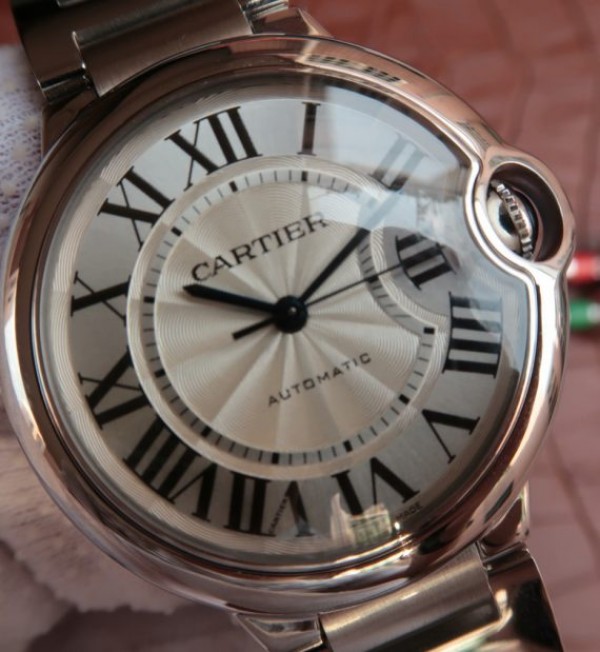 Replica Cartier V6 Ballon Bleu 36mm White Textured Dial SS Bracelet