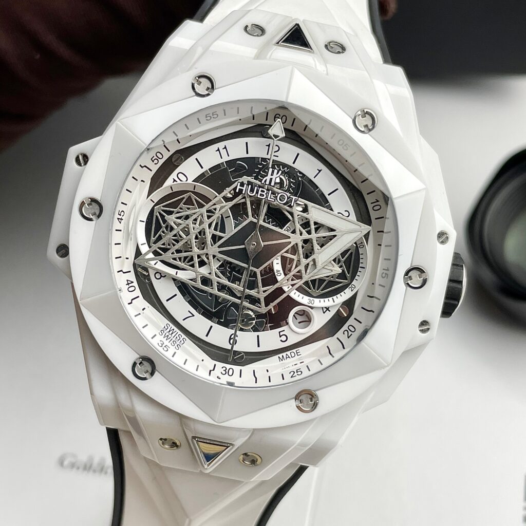 Hublot Big Bang Sang Bleu II Replica Watch White Ceramic Rubber Strap 45mm