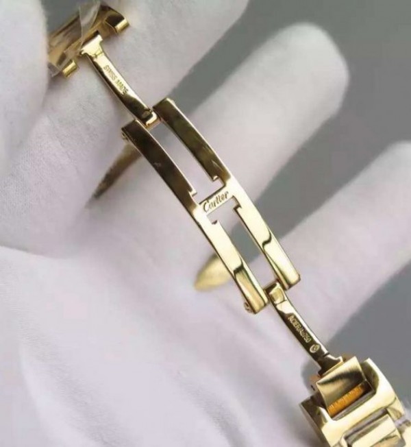 Replica Cartier Ballon Bleu 28mm YG Diamonds Bezel White Dial Bracelet Ronda Quartz