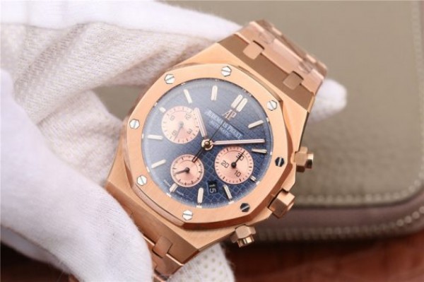 Replica Audemars Piguet Royal Oak Chronograph RG JHF Blue/RG Dial RG Bracelet A7750