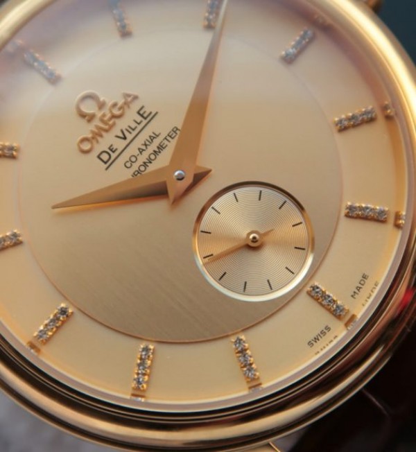 Replica Omega MKF De Ville 39mm RG Co-Axial Yellow Dial Brown Leather A2202