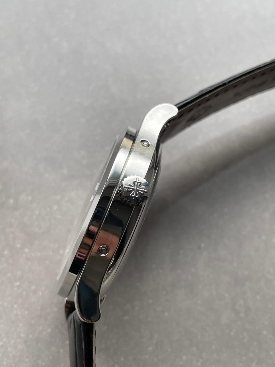 Replica PATEK PHILIPPE Annual Calendar Moonphase 5396 SS ZF 1:1 Best Edition White/Blue Dial on Black Leather Strap A324