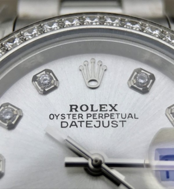 Replica Rolex DateJust 28mm Diamonds Bezel White Dial Diamonds Markers SS Bracelet A2236
