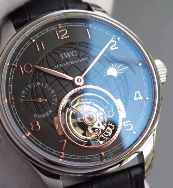 Replica IWC TF Portuguese Tourbillon Moonphase Leather Strap