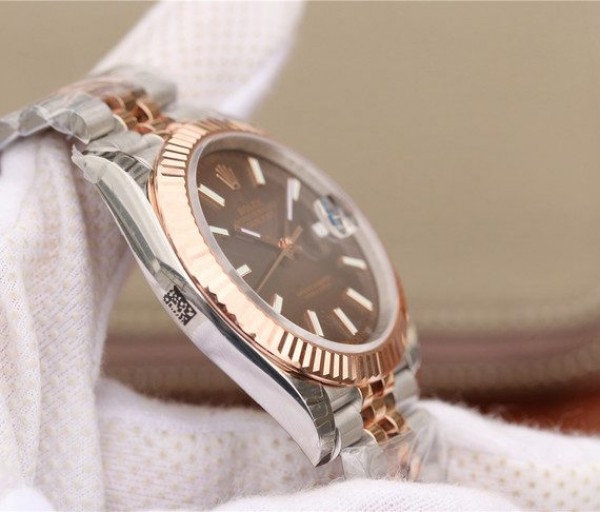 Replica Rolex DateJust 41mm 126331 RG Wrapped Brown Dial SS/RG SS Bracelet A3235