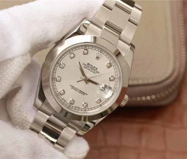 Replica Rolex DateJust 41mm 126300 Noob White Dial Diamonds Markers SS Bracelet A3235