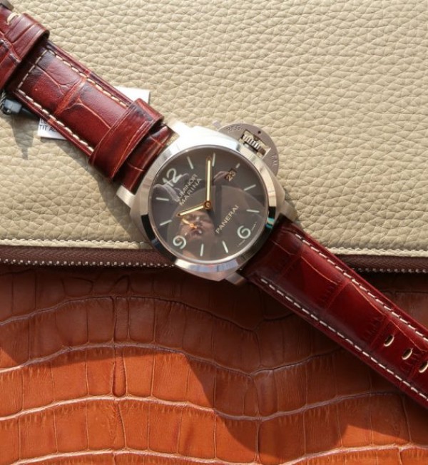 Replica Panerai VSF PAM351 Titanium Brown Leather Strap P.9000