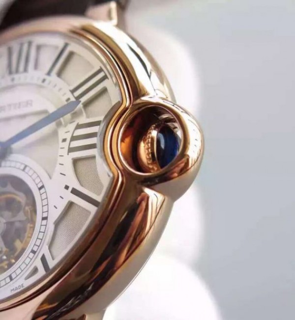 Replica Cartier Ballon Bleu Tourbillon YG Brown Leather Strap