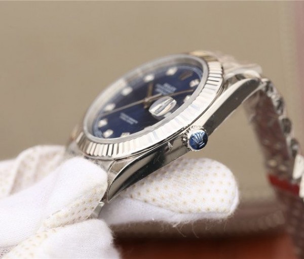 Replica Rolex DateJust 41mm 126334 Fluted Bezel Blue Dial Diamonds Markers Bracelet A3235
