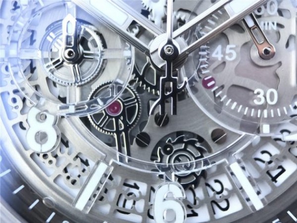Replica Hublot Big Bang Unico Sapphire Plastic Case Skeleton Dial White Rubber Strap Jap Quartz