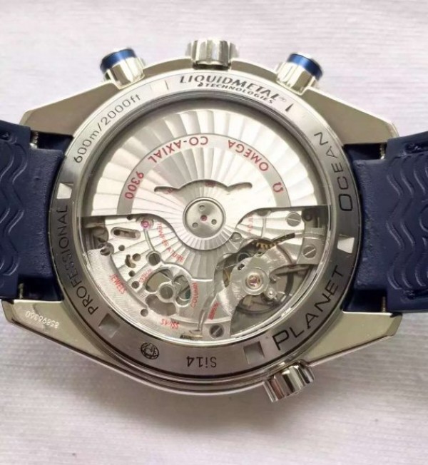 Replica Omega Seamaster Professional Chronograph Blue Bezel Blue Dial Rubber Strap A9900
