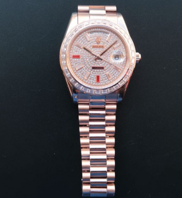 Replica Rolex Noob Day-Date 218399 RG Full Diamonds A3255