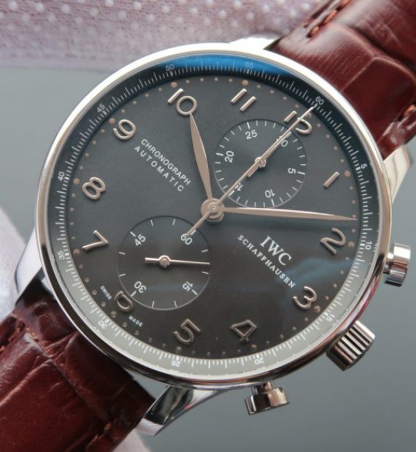 Replica IWC ZF Portuguese Chrono IW371431 Brown Leather Strap