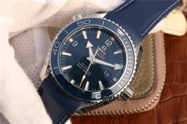 Replica Omega Planet Ocean Professional Blue Liquidmetal Bezel 45mm OMF Rubber Strap A8500