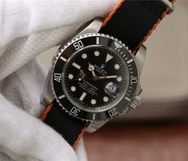 Replica Rolex Submariner 116610 LN Black Ceramic Bee Noob Nylon Strap A2836