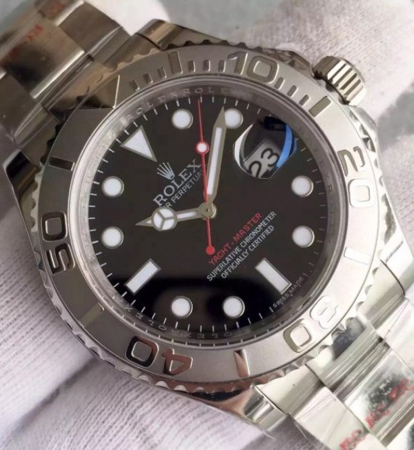 Replica Rolex Yacht-Master 116622 Noob Black Dial SS Bracelet A2824