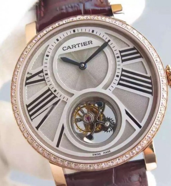Replica Cartier Rotonde De Cartier Tourbillon RG Diamonds Bezel
