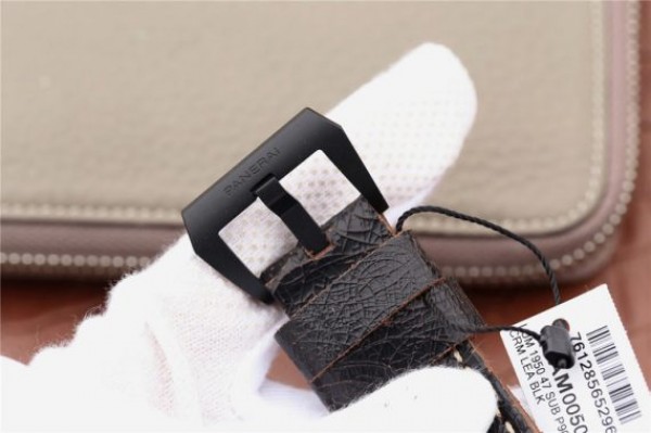 Replica Panerai PAM508 VSF Real Ceramic Black Distressed Calfskin Strap P.9000