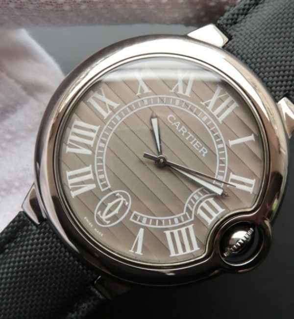 Replica Cartier Ballon Bleu XL 46mm SS Gray Dial Nylon Strap ETA 2824