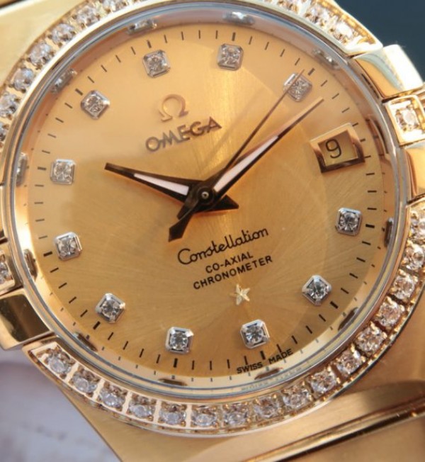 Replica Omega V6 Constellation YG Dial Diamonds Bezel   Markers YG Bracelet A2500