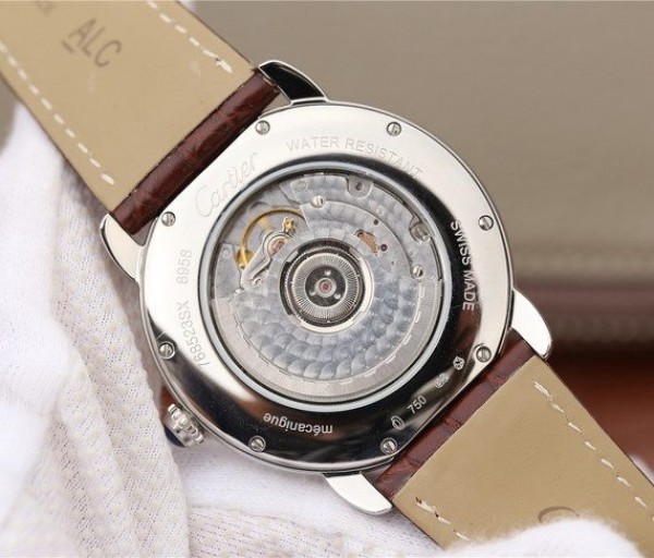 Replica Cartier Ronde De Cartier SS White Dial Diamonds Bezel Croco Strap A2892