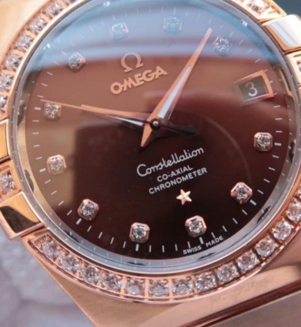 Replica Omega V6 Constellation 123.20.35 RG Case Brown Dial