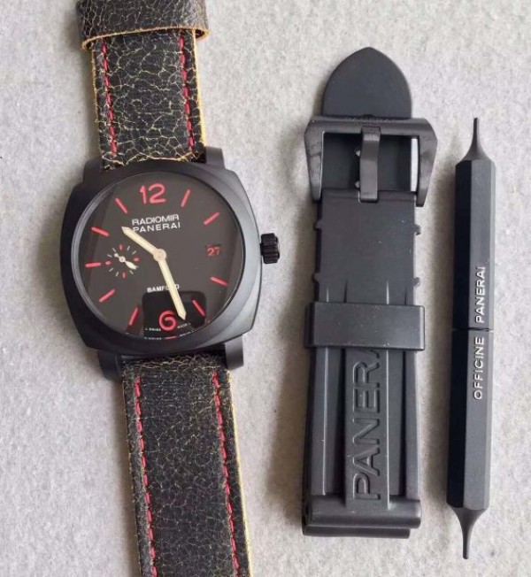 Replica Panerai PAM514 Bamford PVD Black Dial Distressed Leather Strap